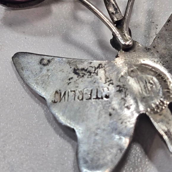 Sterling Silver Butterfly Clip-On Earrings Screwback Abalone Shell Inlay Dainty - Picture 5 of 7